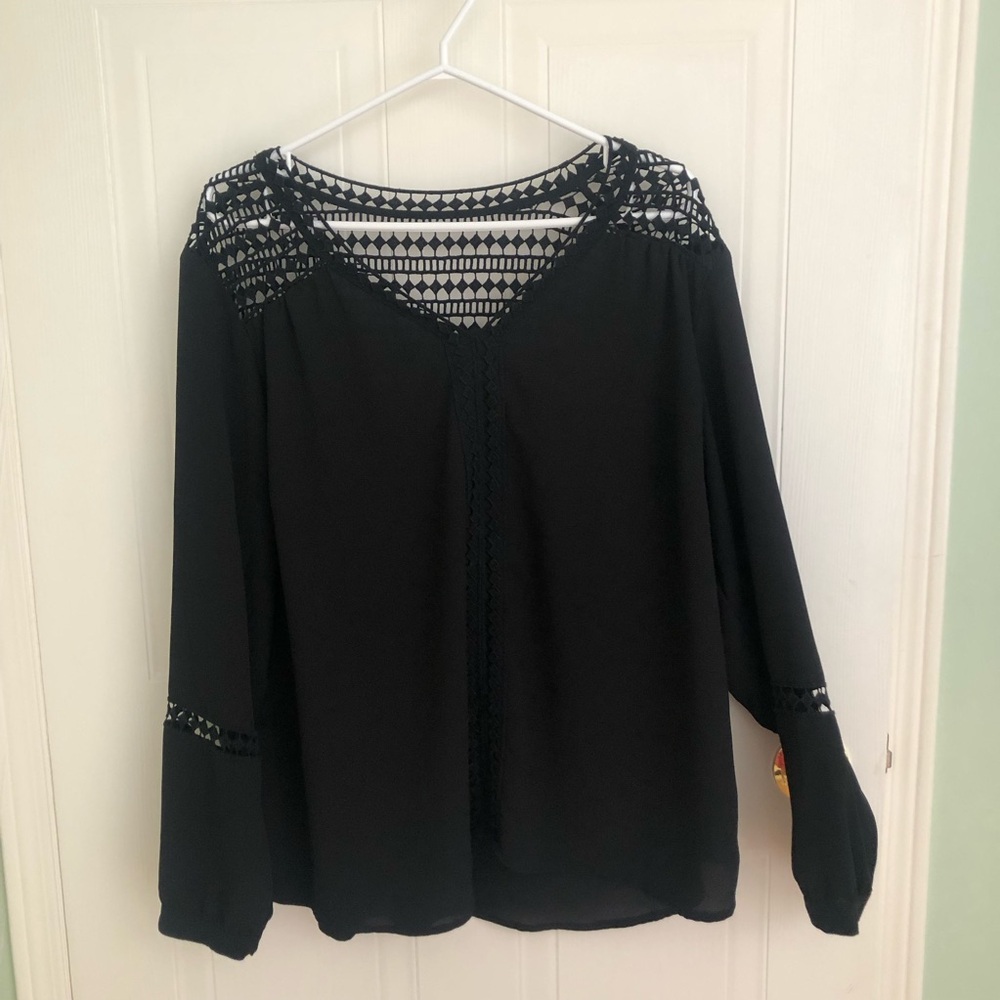LONG SLEEVE Elegant Black Lace Women's Top